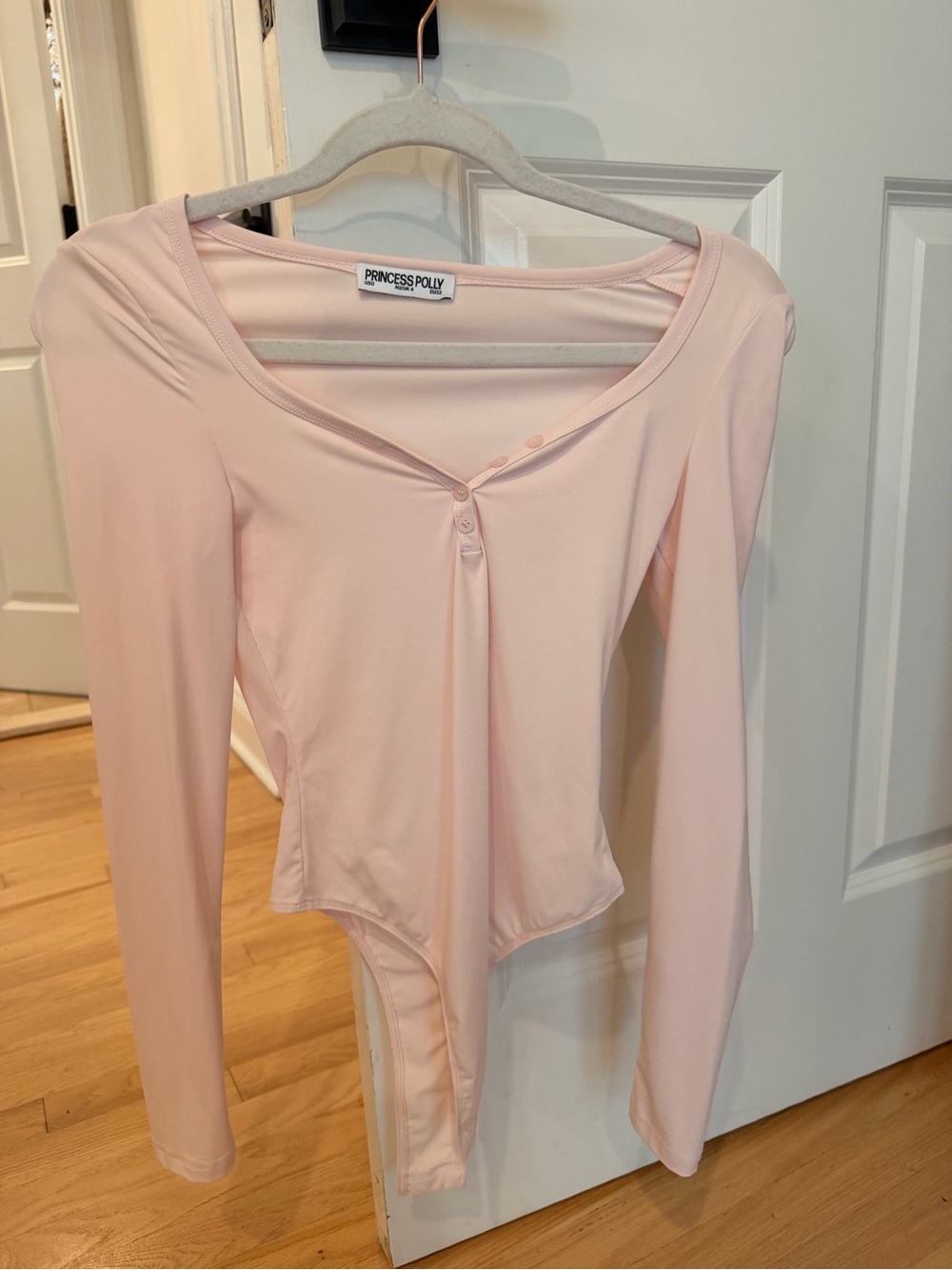 Princess Polly Blush Pink Button-Front Long Sleeve Bodysuit